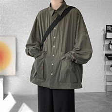 8XL-M春夏廓形衬衫防晒外套特大码多口袋复古慵懒衬衣JK5203/P50，男装夹克，电商B238