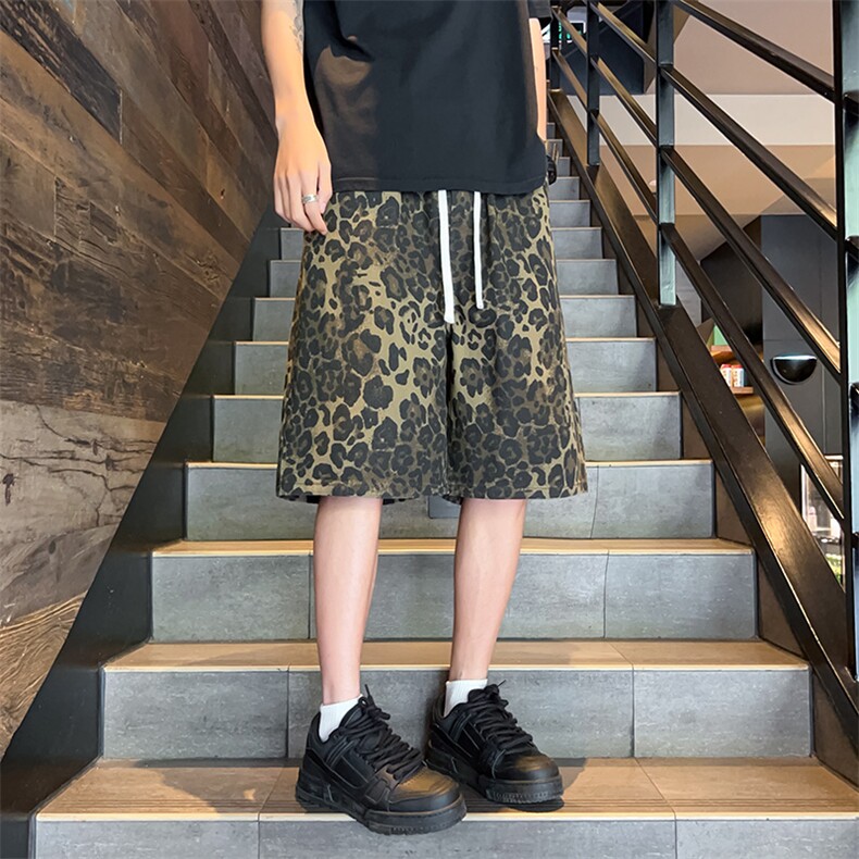 豹纹牛仔裤短裤大裤衩B342-DK334-特P35控68,男装牛仔裤,电商B342