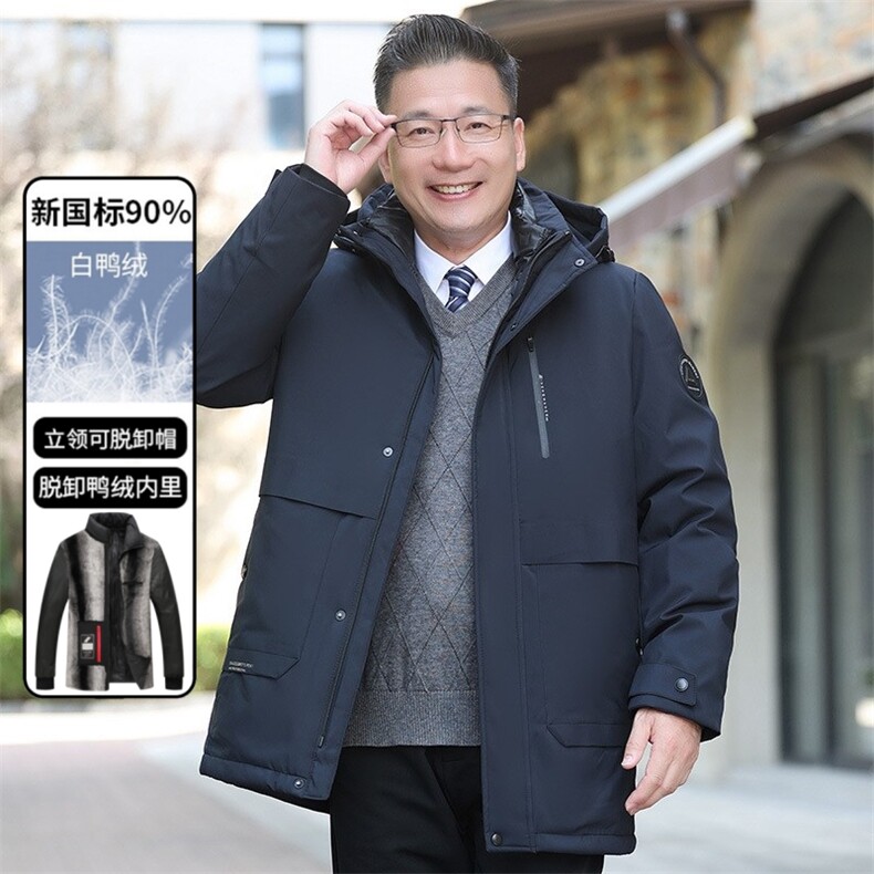 2025新款【可拆卸内胆】90白鸭绒连帽羽绒服外套男90绒新标,男装羽绒服,星座505-2（原电商A260-1)