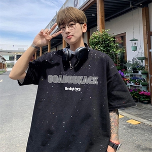 量大优供抖音视频 支持得物配合二开美式满天星亮片短袖T恤MTX327图片