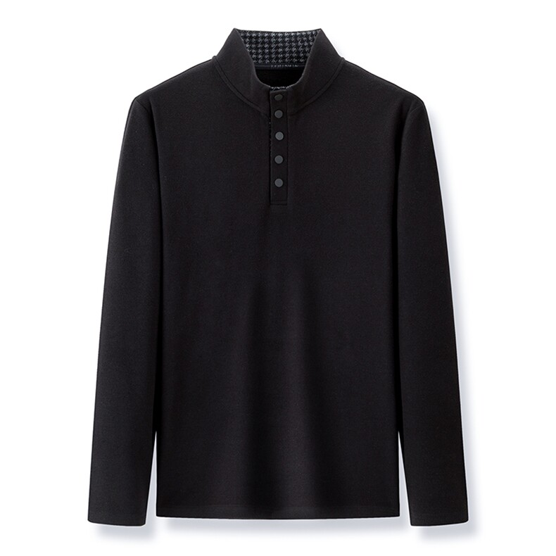 秋季新款扣领尖领中年男士长袖T恤双面澳绒打底衫卫衣爸爸上衣,男装卫衣,电商B212（原钱塘6029）