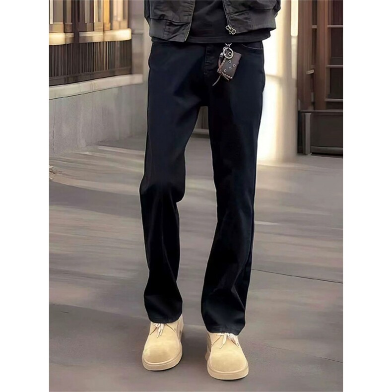 【特价】弯刀牛仔裤男秋冬季搭配马丁靴的直筒加绒微喇裤W02p35，男装牛仔裤，星座1112-1