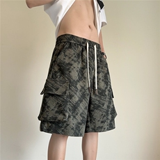 2025夏季美式扎染工装短裤宽松大码五分休闲裤*CK2536*P35控58，男装牛仔裤，星座511-1