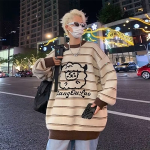 针织衫男韩版潮流拼色小羊帅气2023冬季新款ins宽松毛衣MZ189-P50图片