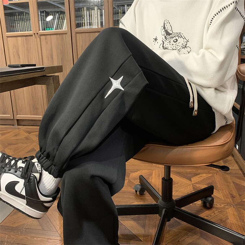 加绒加厚休闲运动卫裤男美式针织束脚裤子715-6-BX01P55（控78）,男装休闲裤,星座715-6