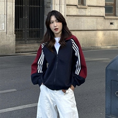 抖音得物高品质重磅26春装美式高街重磅织带拼接撞色立领卫衣外潮，男装卫衣，电商A443