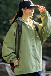 冲锋衣连帽夹克男宽松落肩纯色上衣外套DSA157B-JK727-P58图片