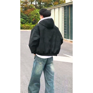 现货高品质美式高街冬季重磅座山雕大毛毛领pu皮棉衣男女加厚外套图片