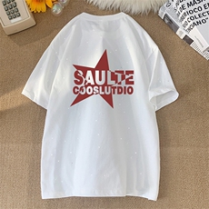 可48小时发货支持抖音得物来样二开美式满天星亮片短袖T恤MTX668，男装T恤，电商A486