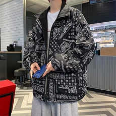 港风秋款男双面穿夹克衫腰果印花涂鸦立领外套JK2261P45，男装夹克，星座1013-1