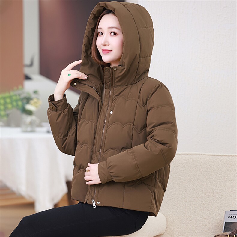 连帽短款羽绒服女冬季2024新款中年妈妈小个子加厚保暖白鸭绒外套,女装羽绒服,婷轩阁