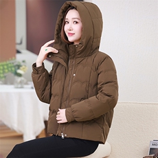 连帽短款羽绒服女冬季2024新款中年妈妈小个子加厚保暖白鸭绒外套，女装羽绒服，婷轩阁