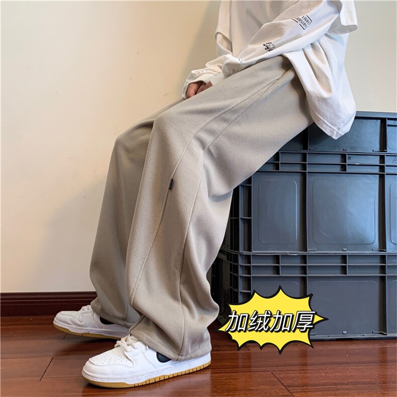 秋冬季新款宽松直筒运动休闲卫裤大码A017K601P55加绒P65,男装休闲裤,电商A017