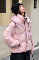 现货2025冬装新款连帽休闲印花可爱加厚保暖白鸭绒羽绒服女，女装羽绒服，苗苗