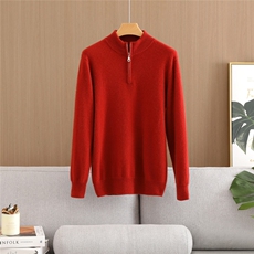 2025年秋季长袖青春流行时尚百搭通勤简约休闲半高拉链款，男装羊绒套衫，纳驰羊绒