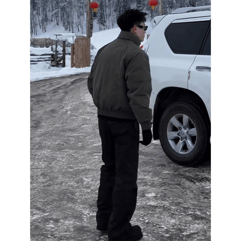 现货美式高街休闲夹克冬季三防立领纯色户外工装加厚棉服外套,男装夹克,电商A486