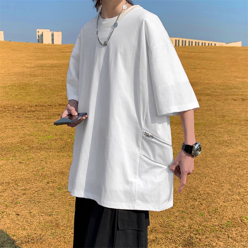 T23613-P48M-6XL夏季240克大码金属拉链oversisz宽松短袖T恤,男装T恤,星座109