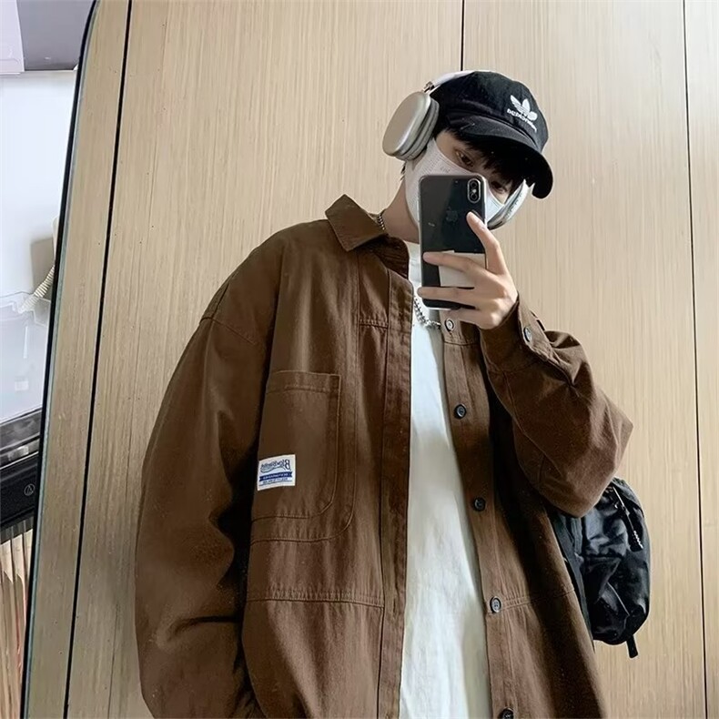 工装衬衫男款长袖春秋季宽松衬衣港风百搭休闲外套潮CS011 P40图片