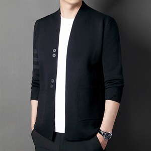 秋季2023新款毛衣开衫男士商务休闲中年针织男装纯色圆领外套图片