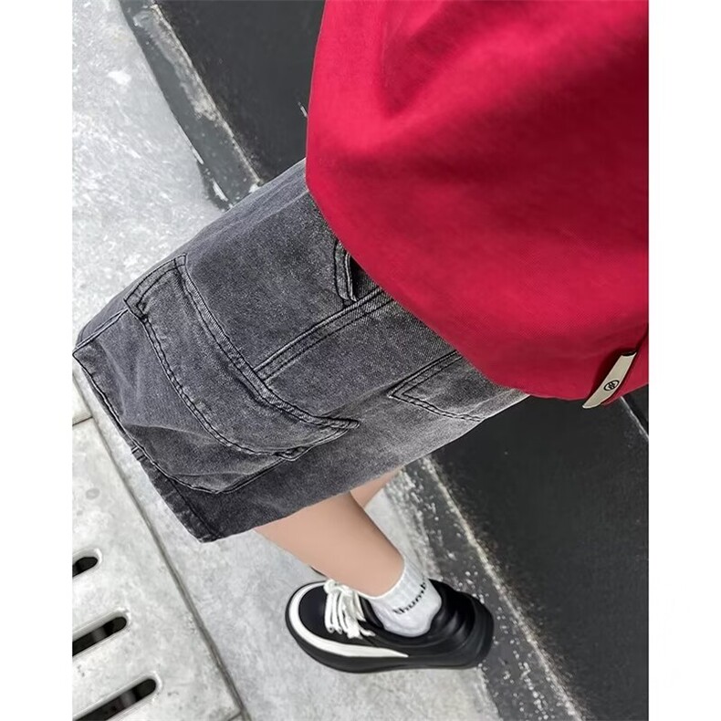 工装牛仔短裤男款美式高街宽松休闲五分裤直筒中裤夏季QD100-p48,男装牛仔裤,星座1008