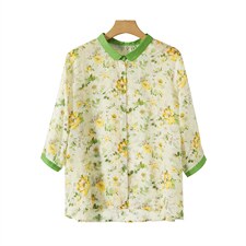 2026年春季女短袖宽松亲肤透气文艺风苎麻，女装衬衫，江南依恋