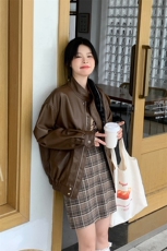 现货2024新美拉德穿搭口碑仿羊皮宝藏私服C位复古皮衣外套女秋冬，女装皮衣，美拉德工厂直营店