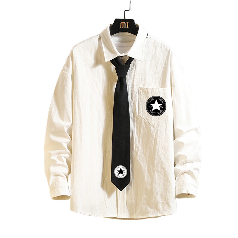 LC42008-P45加绒款P55痞帅领带长袖衬衫男士大码dk制服男jk砖墙,男装衬衫,电商A040A