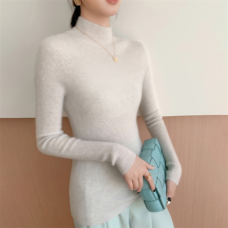 一线成衣抽条半高领女士修身显瘦,女装羊毛衫,暖珍羊绒