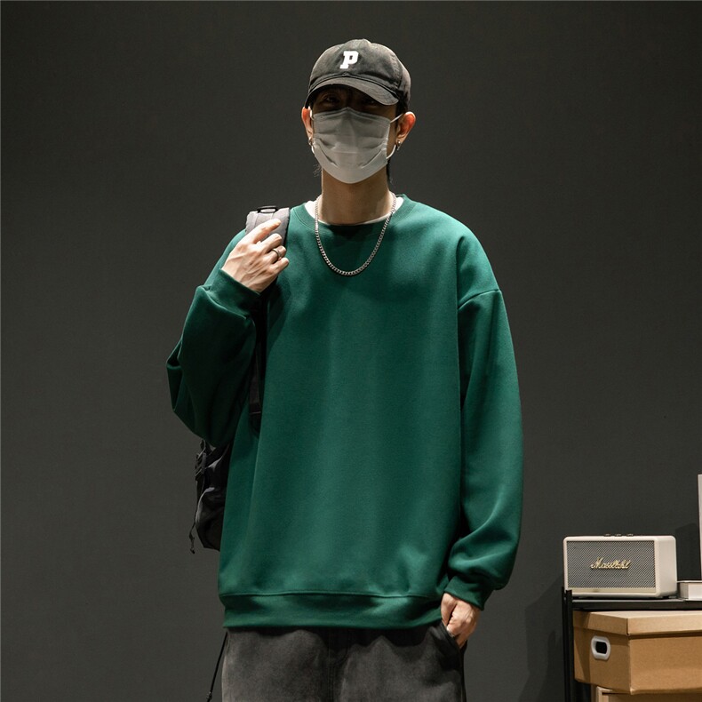 港风大码330克重磅华棉复合圆领纯色休闲卫衣-W4252-P30【特价】,男装卫衣,电商A007