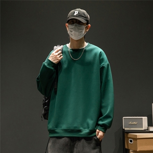 港风大码330克重磅华棉复合圆领纯色休闲卫衣-W4252-P30【特价】