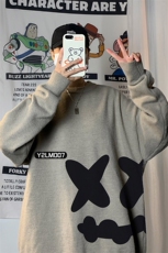 港风潮流长袖毛衣外套宽松休闲圆领套头针织衫线衣7024P55加绒P70，男装针织衫/毛衣，星座226-2