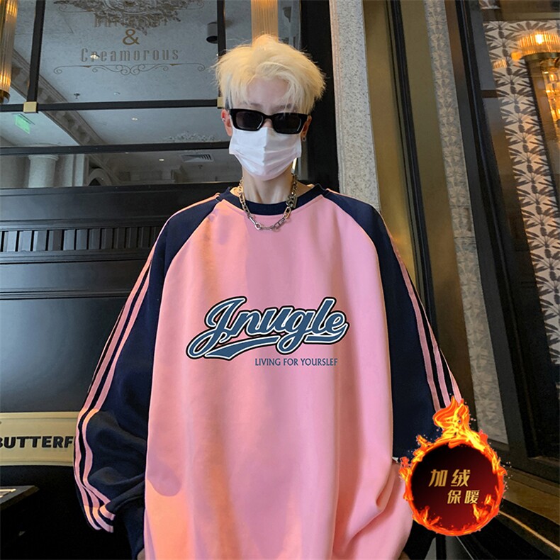 抖音得物供货提供视频秋冬重磅美式宽松织带圆领卫衣0765,男装卫衣,电商A486