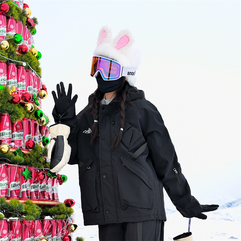 2024春防水多口袋滑雪服男女同款登山服大码保暖夹克外套M78-P155图片