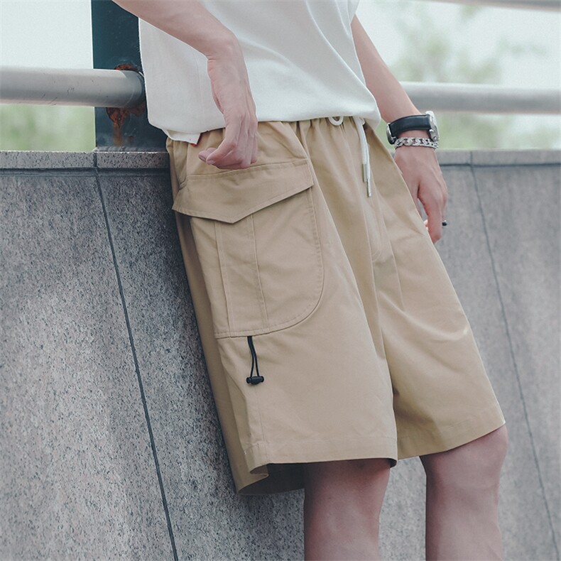 日系大口袋工装基础款休闲5分裤直筒宽松百搭C309B-K104-P50-X68，男装休闲裤，电商C309B