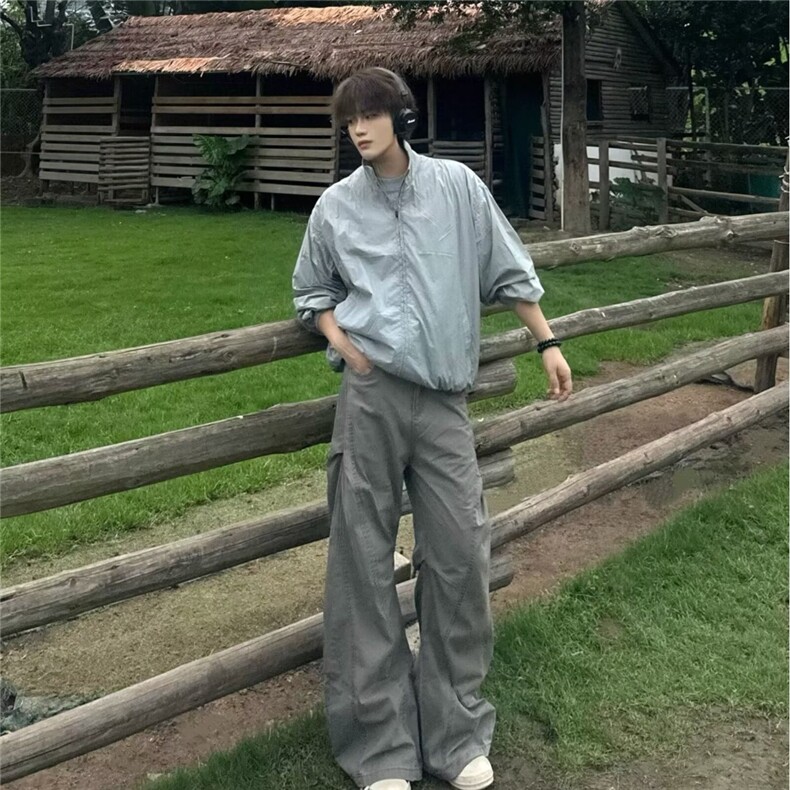 美式复古2025工装裤女夏季新款高腰宽松阔腿显瘦百搭直筒牛仔裤子,男装牛仔裤,星座506A