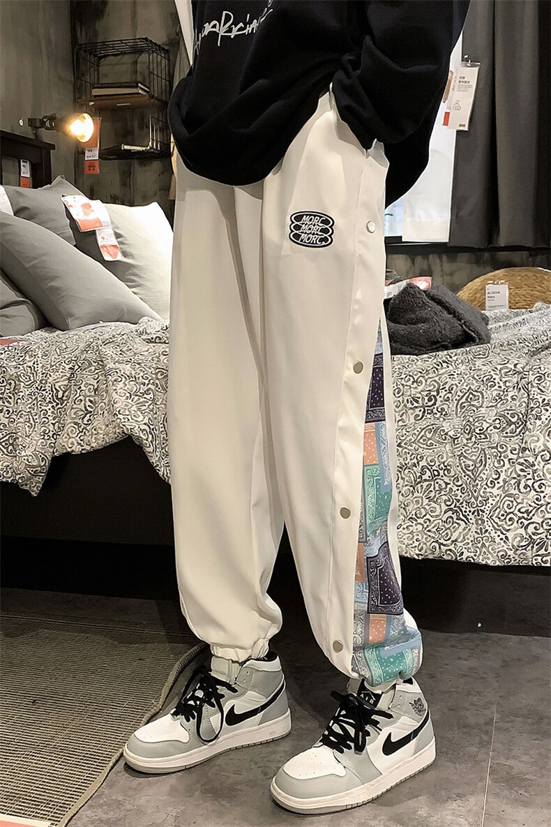 加推2024春新款港风侧开叉排扣束脚运动休闲裤2110-P45控69,男装休闲裤,星座914-3