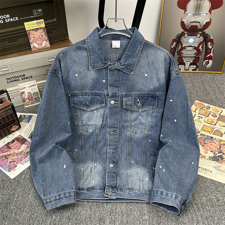 抖音品质秋裤男牛仔夹克衫喷漆渐变色复古外套JK8871P65,男装工装外套,星座1013-1