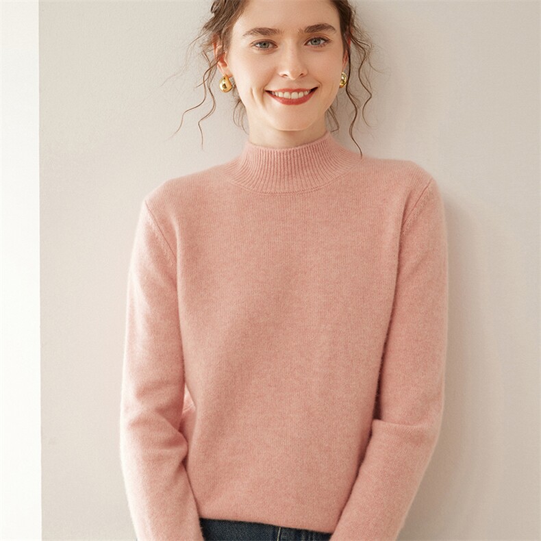 重磅！三股加厚高级感山羊绒衫女半高领针织毛衣宽松百搭羊毛打底，女装羊绒衫，暖凌绒