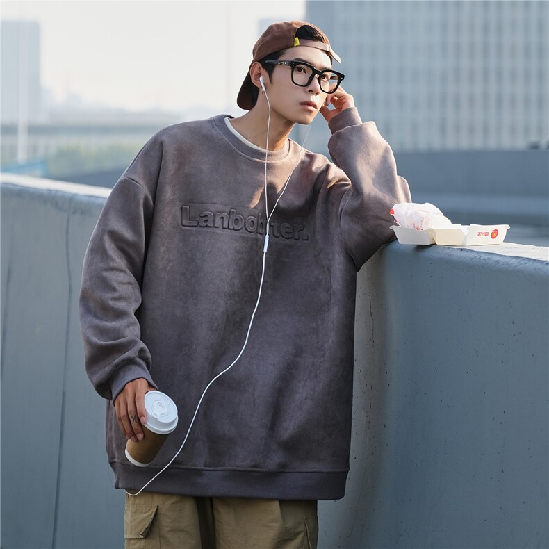 2026秋装新品鹿皮绒钢印情侣卫衣宽松外套上衣G1015P58男,女装短外套,电商A339
