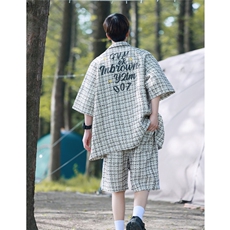 小香风印花织带短衬DCS9018P45短裤DK8797P40套装DTZ9028P85，男装牛仔裤，星座227-7