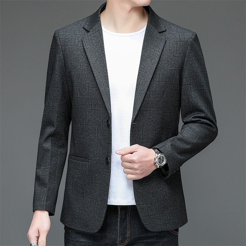 长袖时尚春季2023年翻领单排扣口袋中年上衣西服BGW3711,男装西服,钱塘6003（原4033）