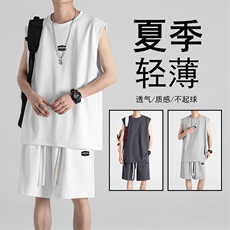 抗皱百搭冰丝薄款潮流休闲冰氧透气冰丝时尚套装TZ83-特批68，男装休闲裤，星座718