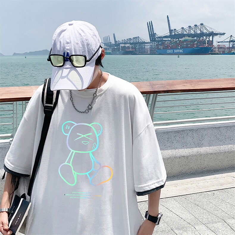 JT55139-P25假两件短袖t恤男大码胖子半袖体恤半截袖港风,男装T恤,电商A040