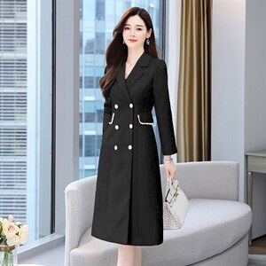 2023年时尚简约大方气质优雅双排扣中长款风衣，女装风衣，时尚俏佳人