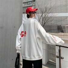 【】A003-HW3120-P45新款制造圆领卫衣女模1，男装卫衣，电商A003