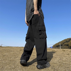 工装裤男款潮牌多口袋直筒阔腿裤子潮流复古宽松休闲裤男D260/P45，男装休闲裤，星座506