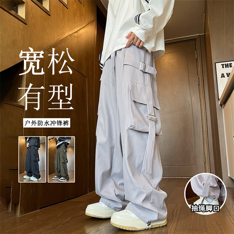 K666-P60 M-6XL秋季新款大码美式重磅工装休闲宽松直筒长裤图片