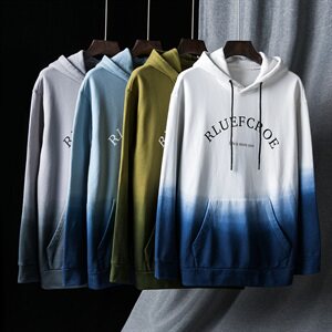 秋季渐变色潮流宽松韩版百搭休闲上衣服外套连帽卫衣DF73T图片