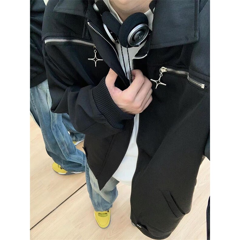 春秋新款设计高级感美式复古外套女翻领宽松夹克JW80,男装夹克,星座1116A（原606A-3）