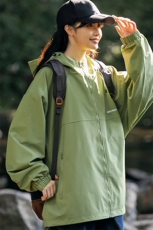 冲锋衣连帽夹克男宽松落肩纯色上衣外套DSA157B-JK727-P50，男装夹克，电商A157B